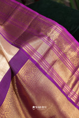 Rose Gold Purple Kora Kanjivaram Silk Saree Zari