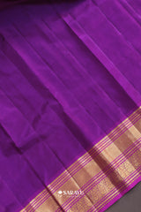 Rose Gold Purple Kora Kanjivaram Silk Saree Zari