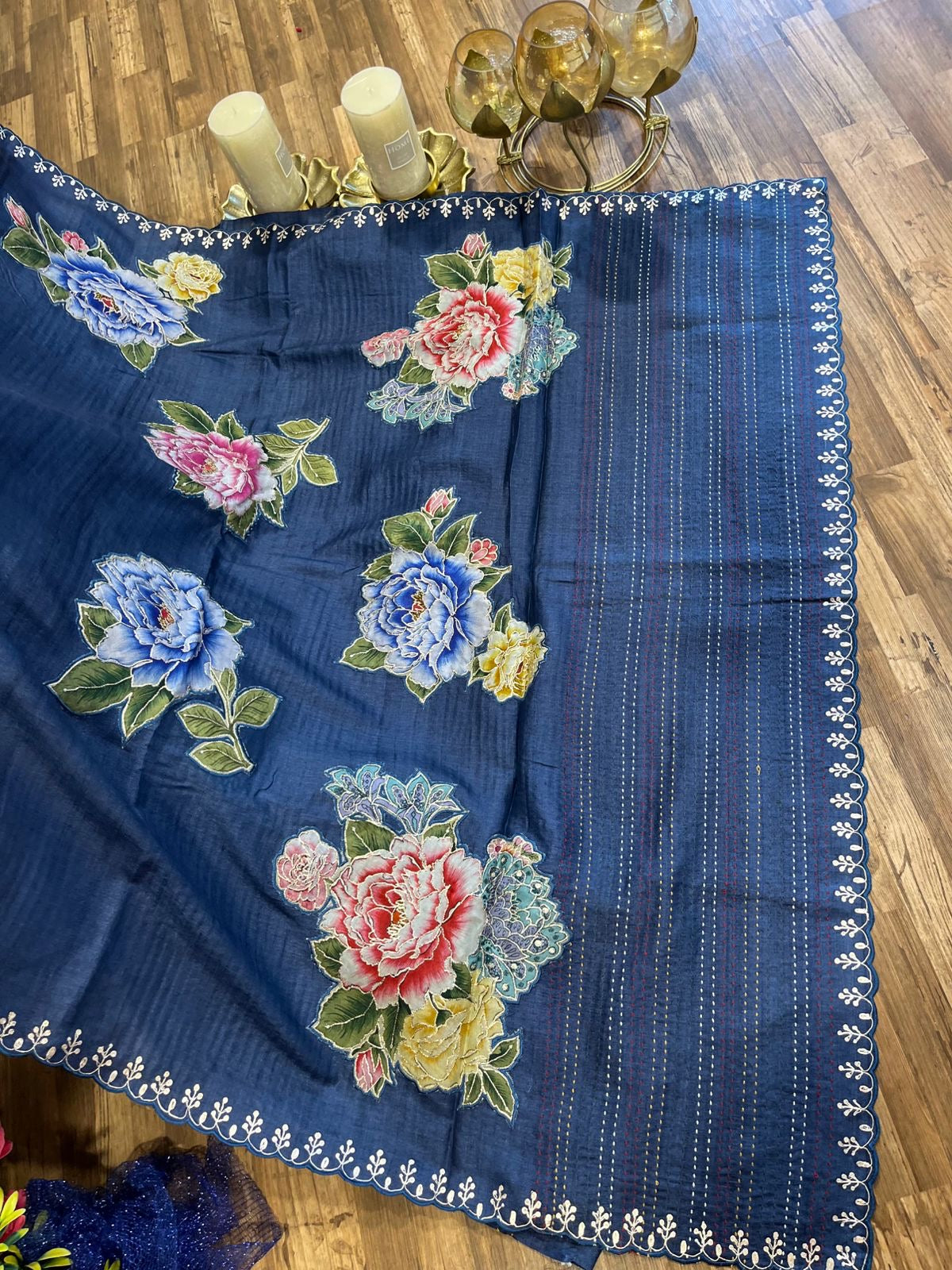 Navy Shade Pure Tussar Saree