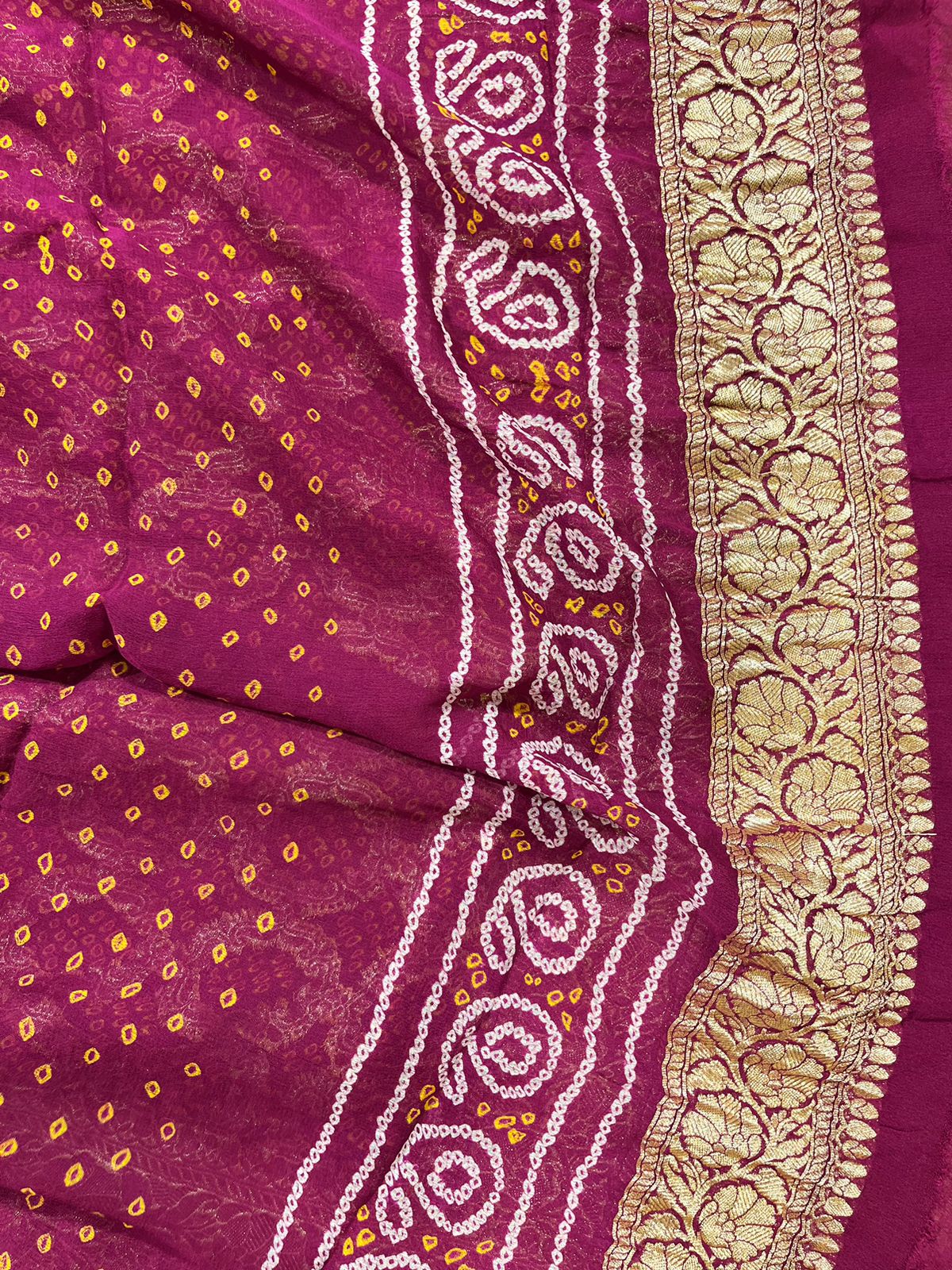 Wine Rai Pure Hand Bandhini Georgette