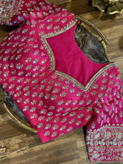 Bright Pink Intricate Handworked Silk Blouse