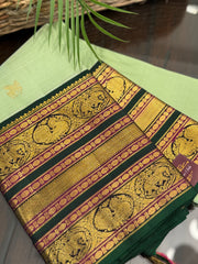 Rexona Green and Bottle Green Pure Kanchi Vintage Pattu