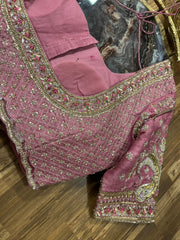 Light Pink Rawsilk All Over Handworked Blouse