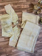 Light Yellow Fancy Kota Silk