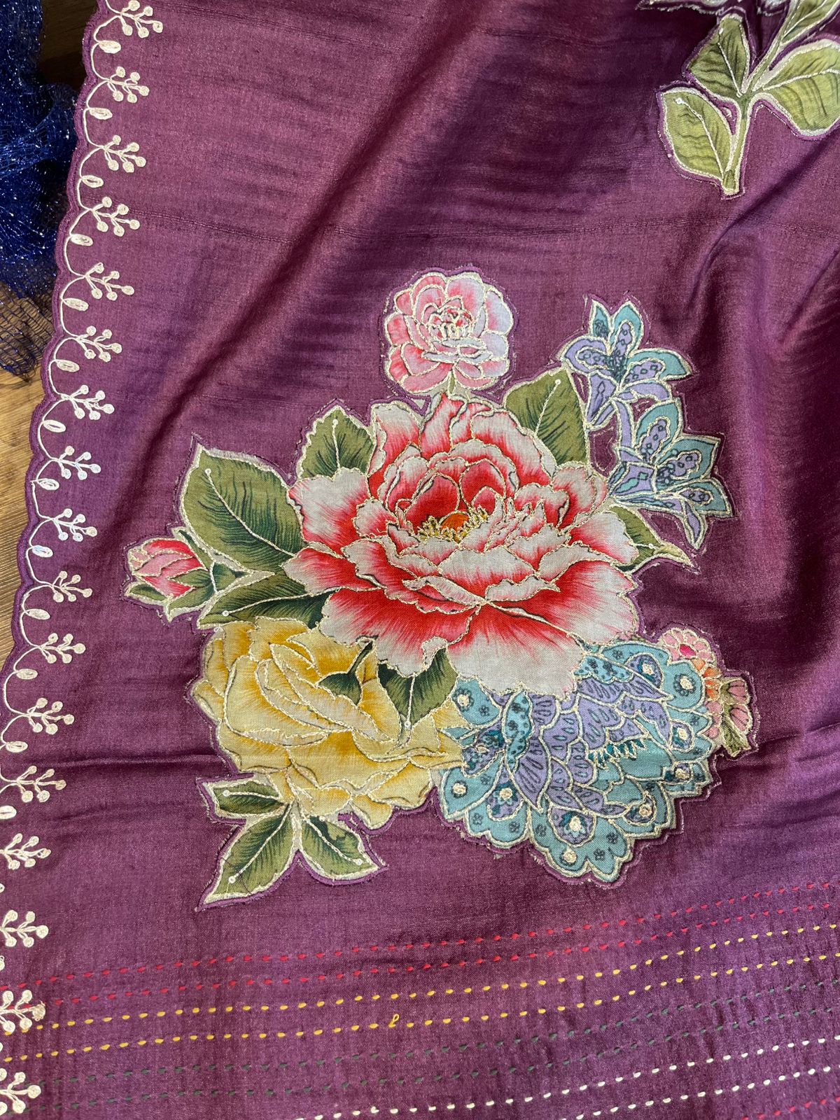 Wine Pure Tussar Saree