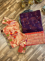 Brown Triple Muniya Paithani Bandhini