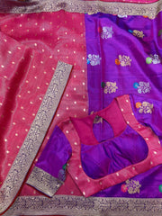 Pink and Purple Combination Fancy Kota and Banaras Fusion