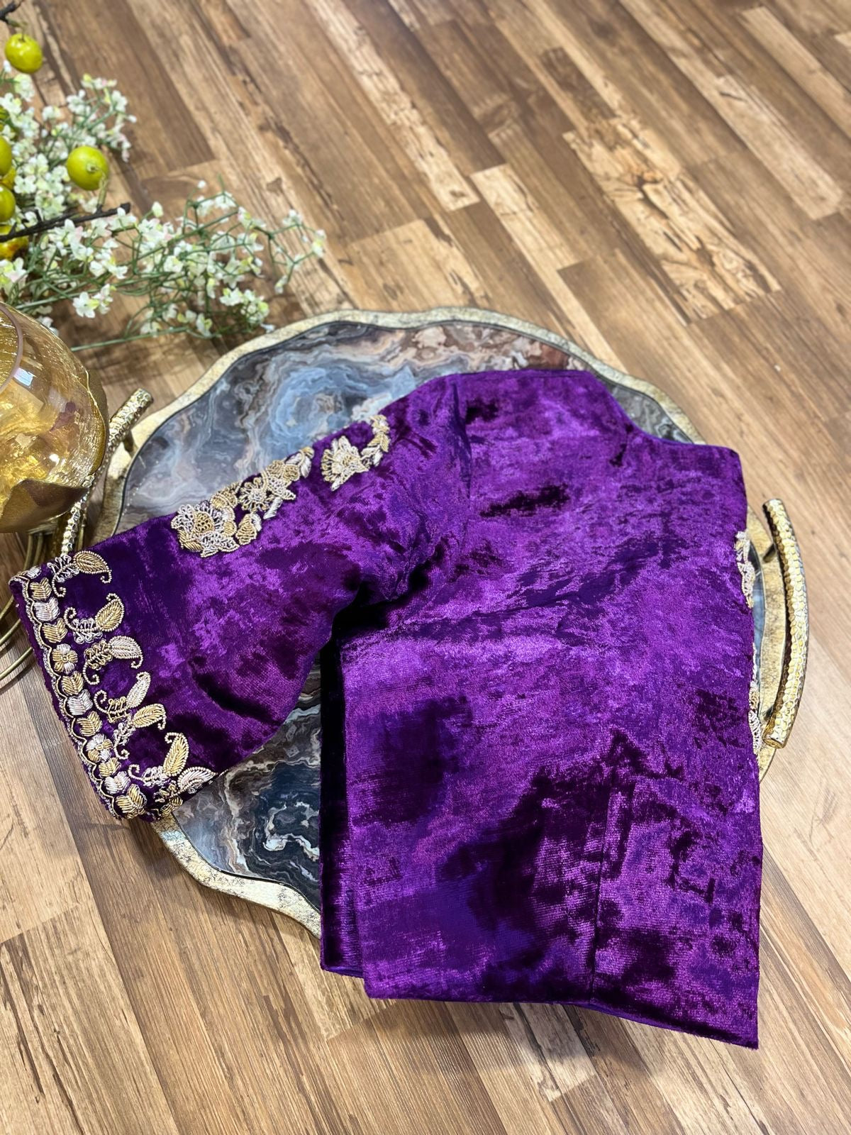 Purple Velvet Handworked Blouse