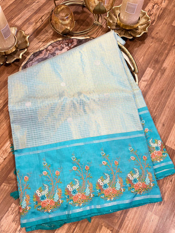 Kanchi Pattu Tissue Customized Handworked Border