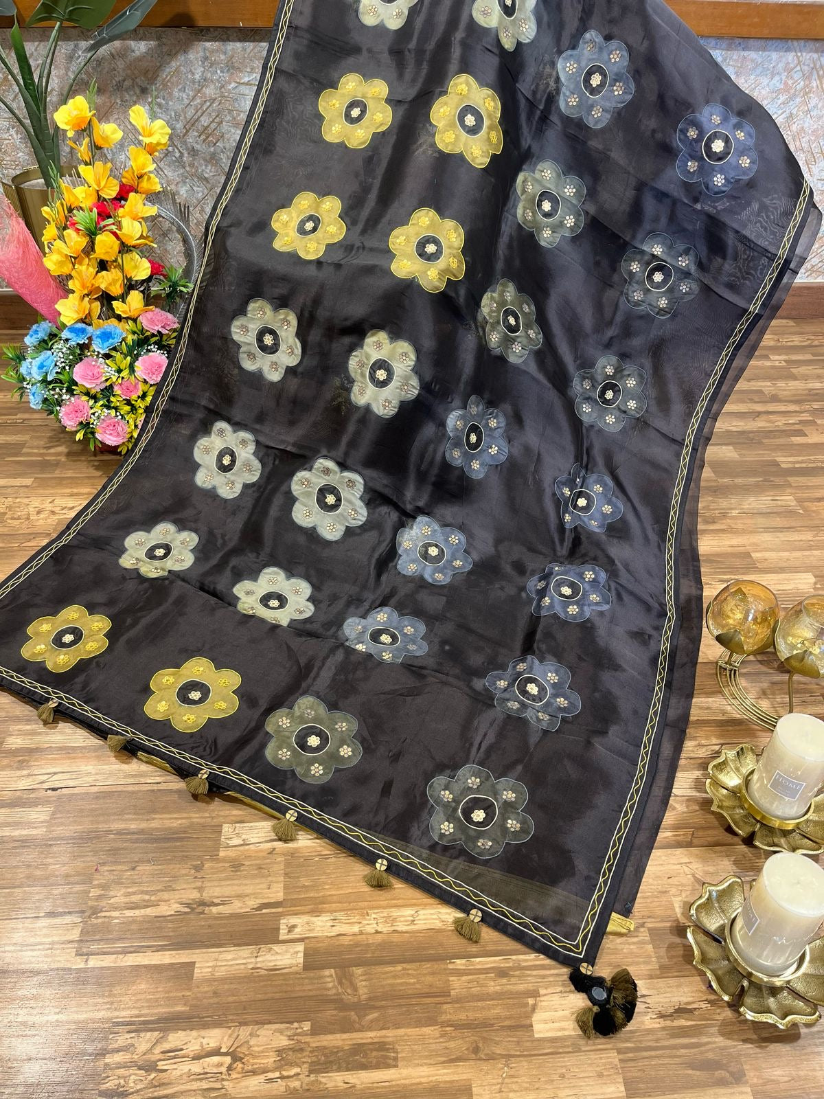 Black Designer Organza