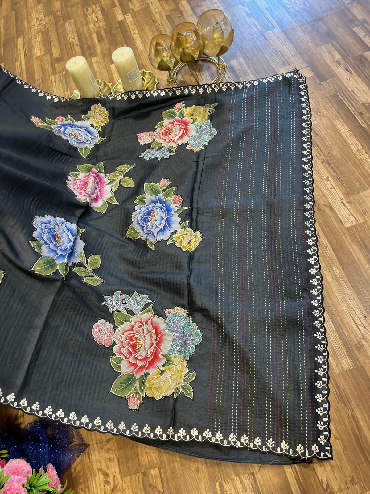 Black Shade Pure Tussar Saree