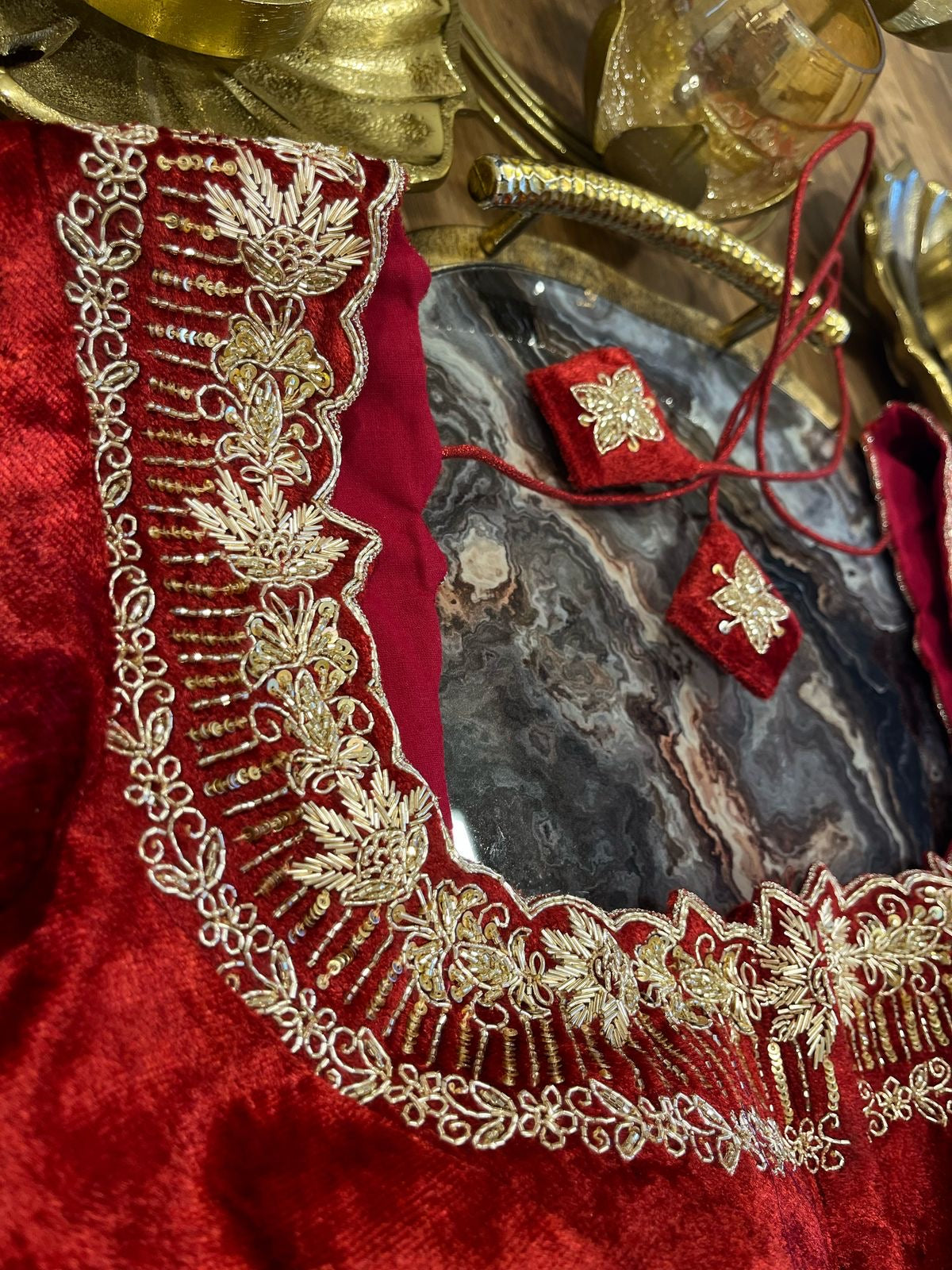 Red Velvet Designer Blouse