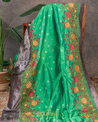 Green Cutwork Embrodered Triple Saree