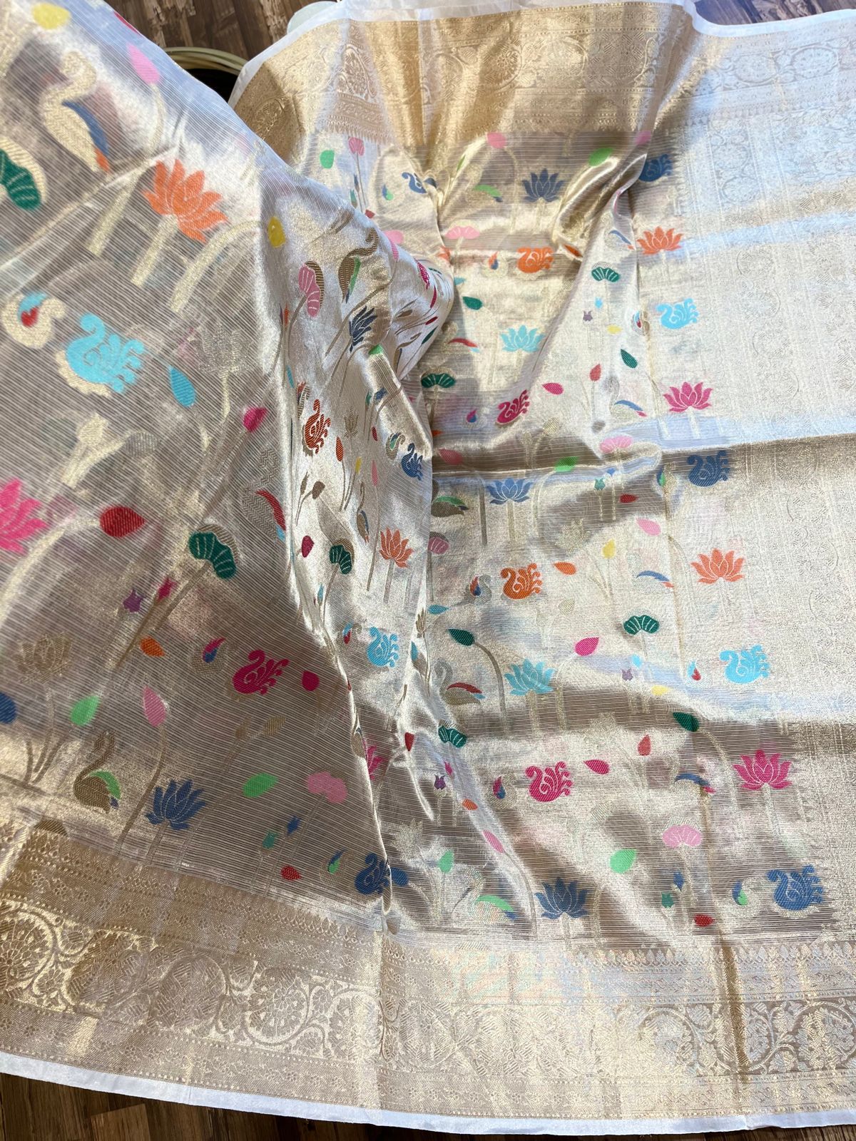 Beige Fancy Tissue Silk