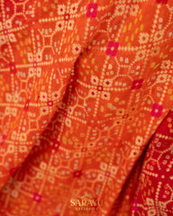 Deep Orange and Red Pure Banarasi Silk