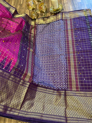 Pink Checkered Ikkat Pattu