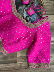 Rani Pink Pure Rawsilk Handworked Blouse