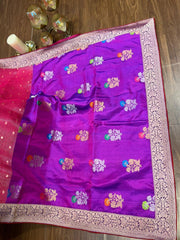 Pink and Purple Combination Fancy Kota and Banaras Fusion