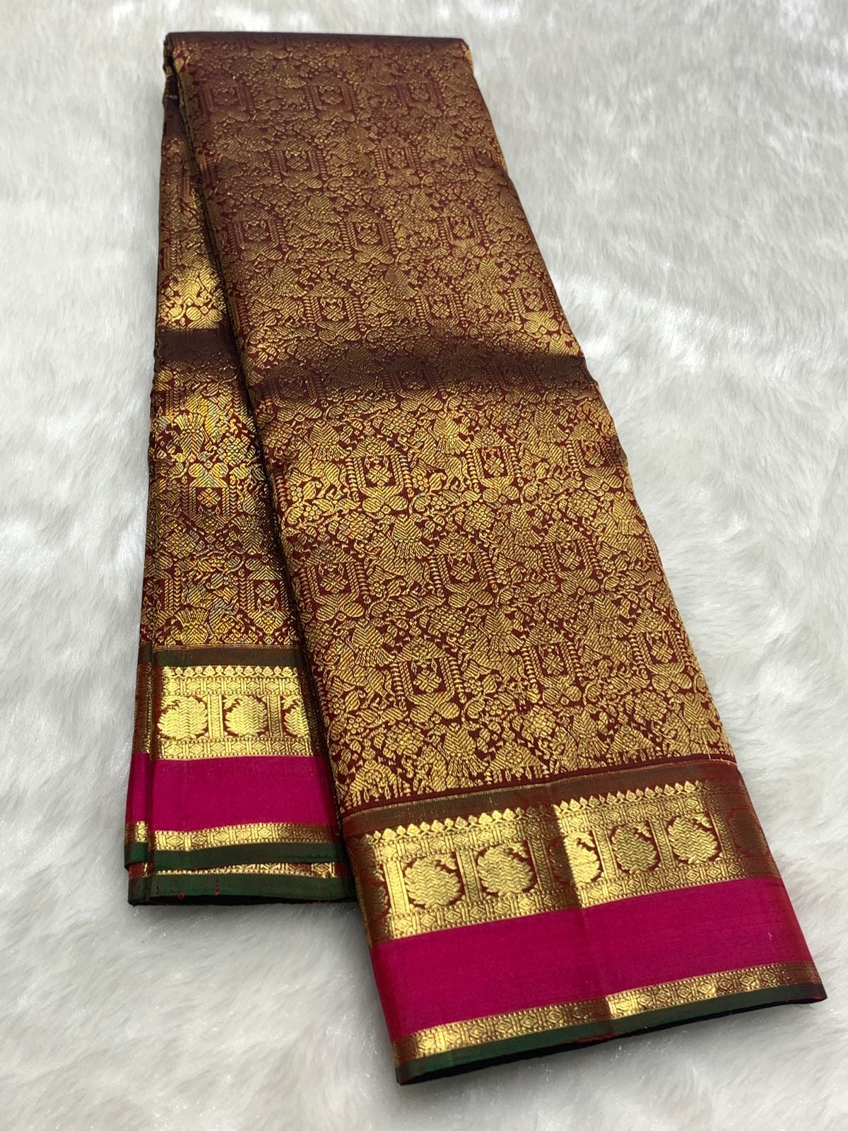 Brown and Maroon Kanchi Pattu