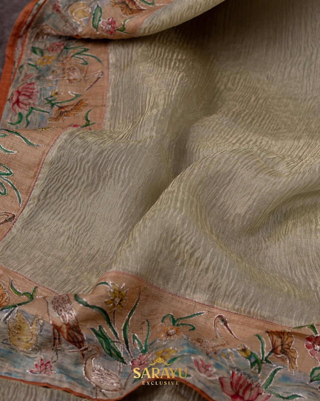 Pista Green Crushed Pure Organza