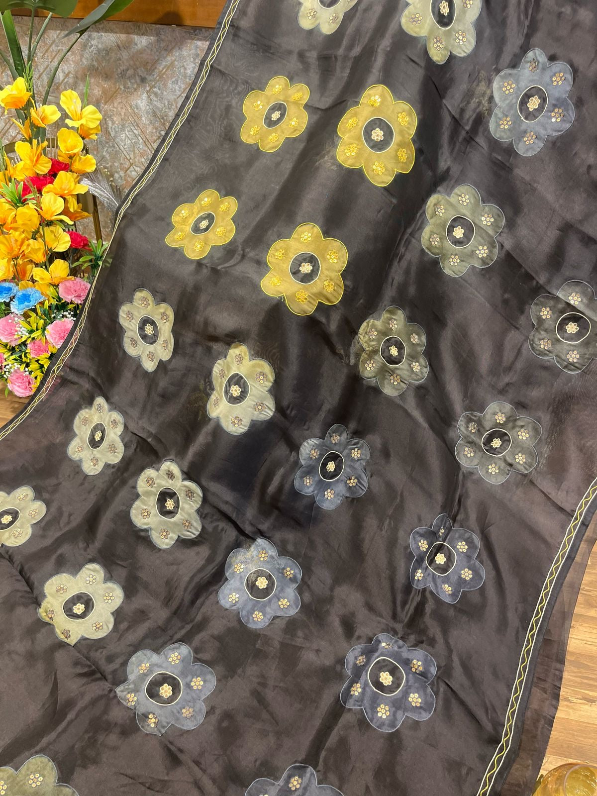 Black Designer Organza