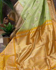 Pista Green and Yellow Venkatagiri Silk