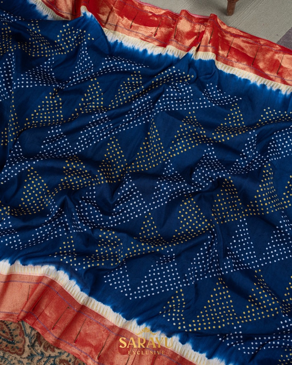 Ink Blue Single Muniya Paithani Bandhini