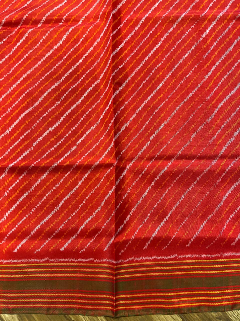 Beige and Red Twill ikkat