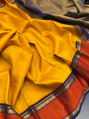 Deep Mustard Yellow Pure Kanchi Vintage Pattu