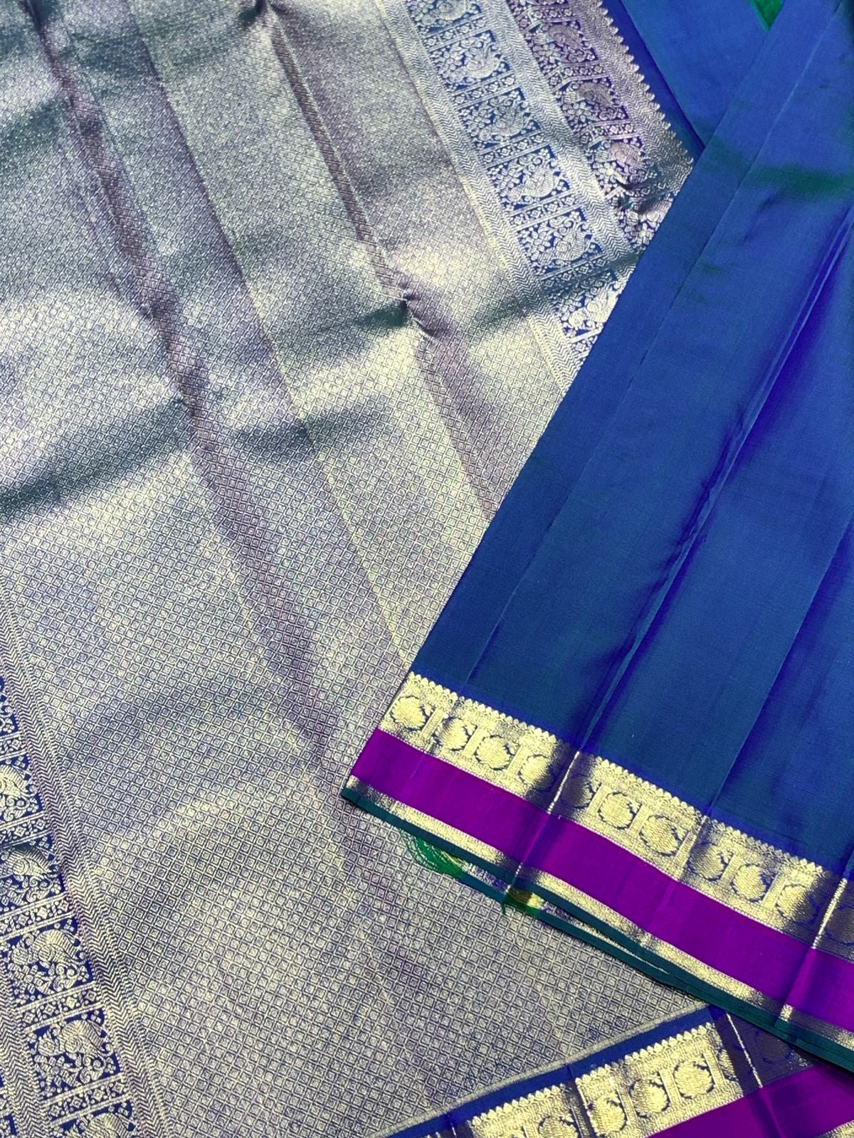 Blue and Magenta Pure Kanchi Pattu