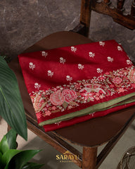 Brick Red Pure Tussar Silk