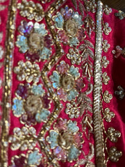 Bright Pink Intricate Handworked Silk Blouse