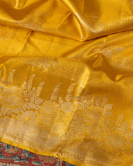 Golden Yellow Pure Kanchi Tissue Silk