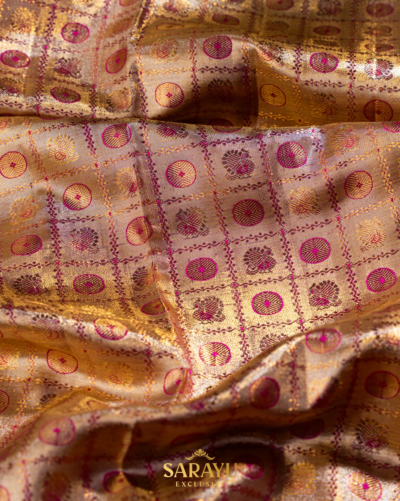 Sandlewood and Red CombinationExclusive Pure Kanchi Silk