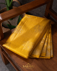 Golden Yellow Pure Kanchi Tissue Silk