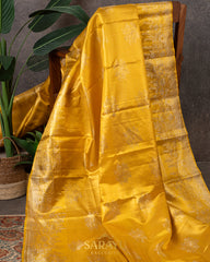 Golden Yellow Pure Kanchi Tissue Silk