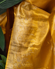 Golden Yellow Pure Kanchi Tissue Silk