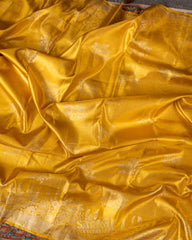 Golden Yellow Pure Kanchi Tissue Silk