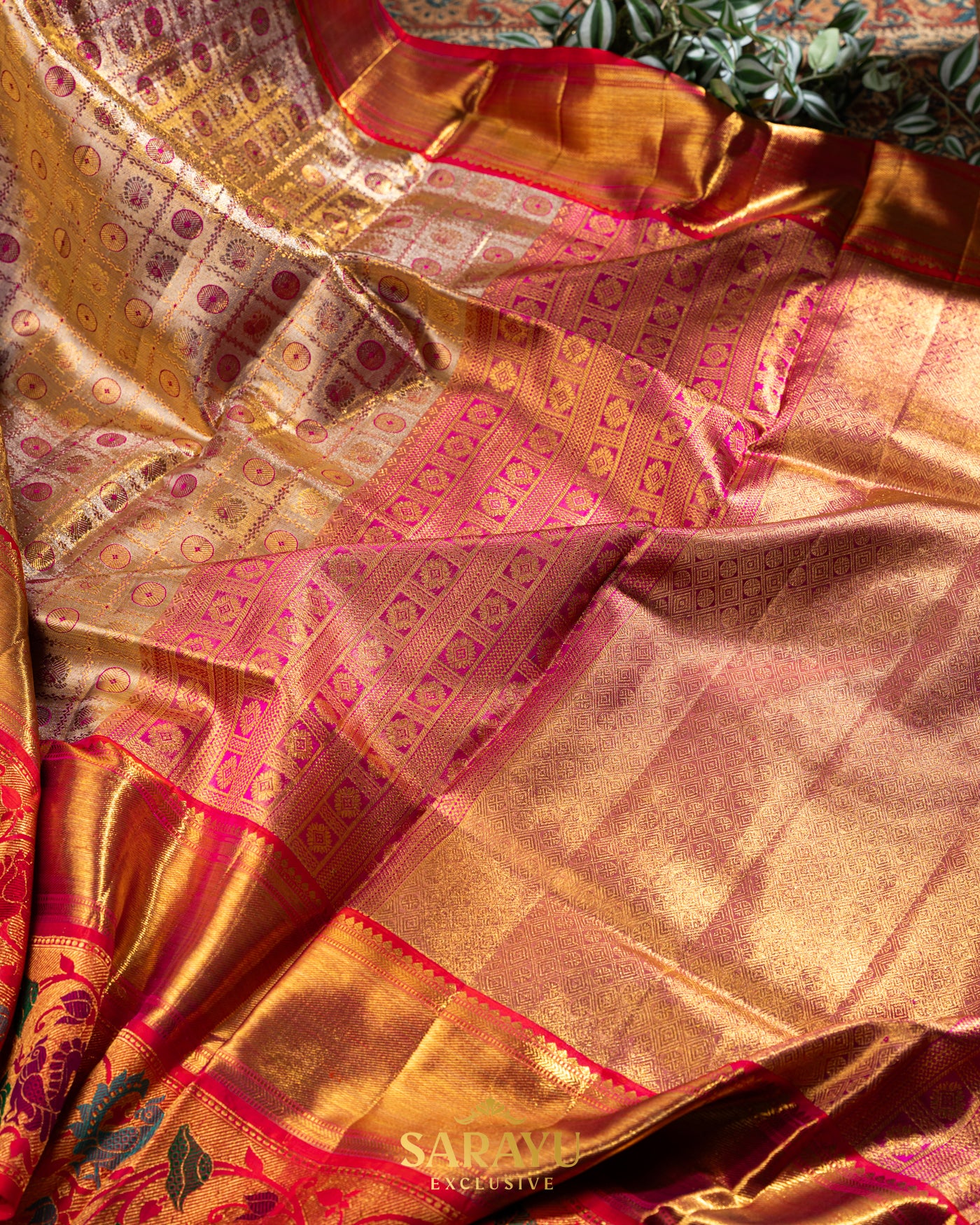 Sandlewood and Red CombinationExclusive Pure Kanchi Silk