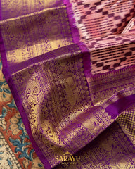 Peach And Magenta Pink Twill Kanchi Patola