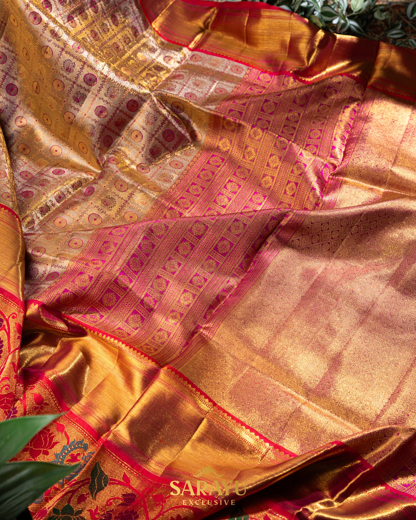 Sandlewood and Red CombinationExclusive Pure Kanchi Silk