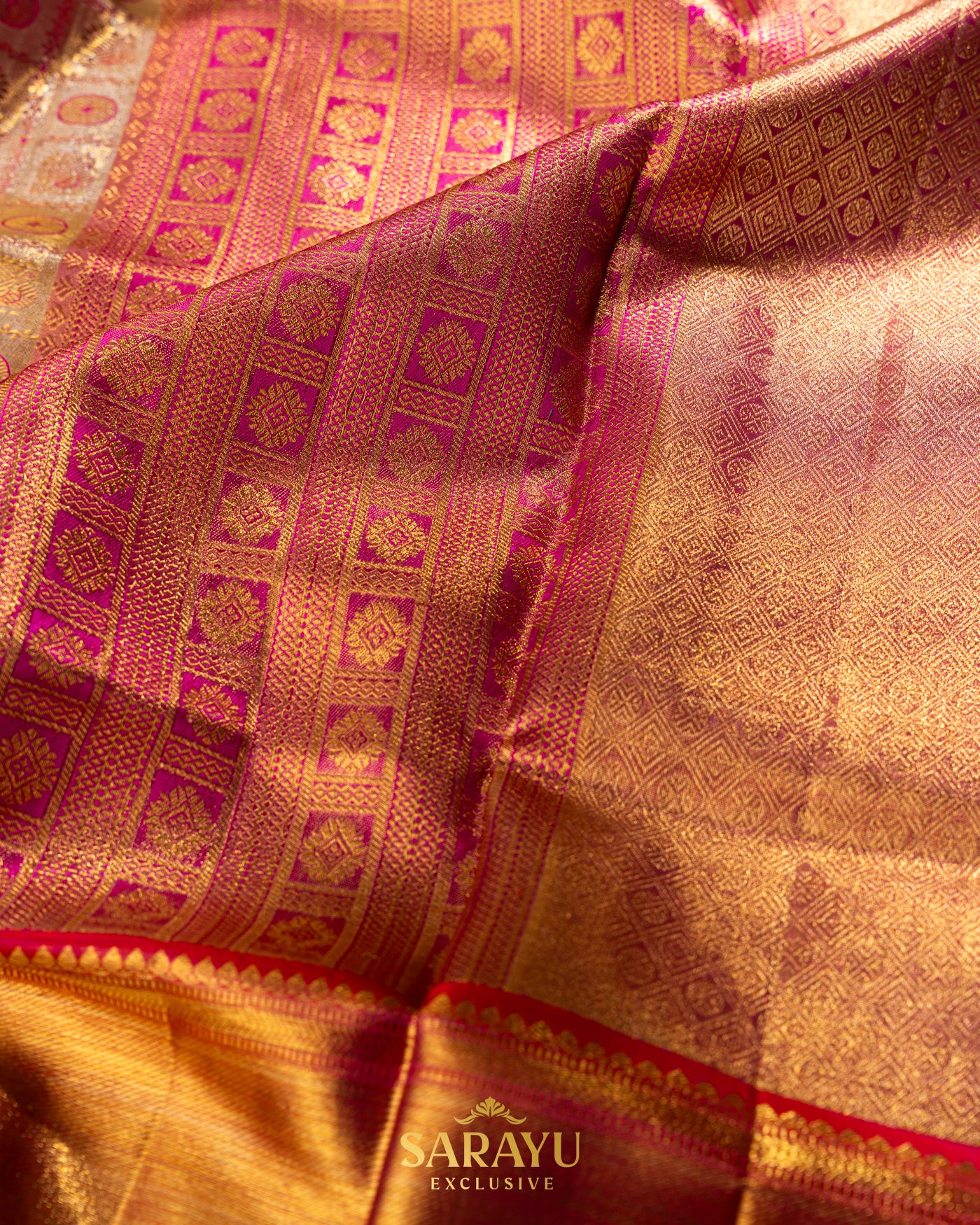 Sandlewood and Red CombinationExclusive Pure Kanchi Silk