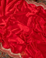 Dazzling Red Pure Italian German Silk Designer Saree