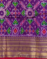 Beautiful Purple and Lavender Double Shade All Over Geometrical Patola Weave  Pure Twill Kanchi