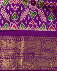 Peach And Magenta Pink Twill Kanchi Patola