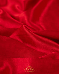 Dazzling Red Pure Italian German Silk Designer Saree