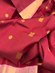 Maroon and Rose Pink Pure Kanchi Vintage Pattu