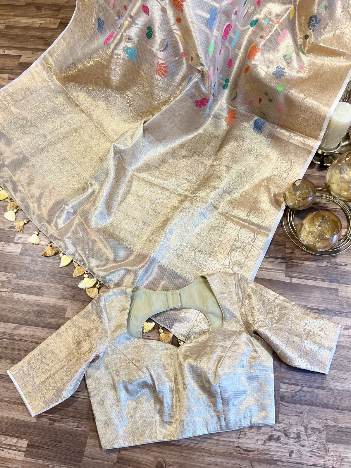 Beige Fancy Tissue Silk