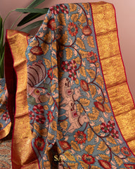 Kalamkari Hand painted Kanchi Pure Silk