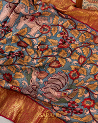 Kalamkari Hand painted Kanchi Pure Silk